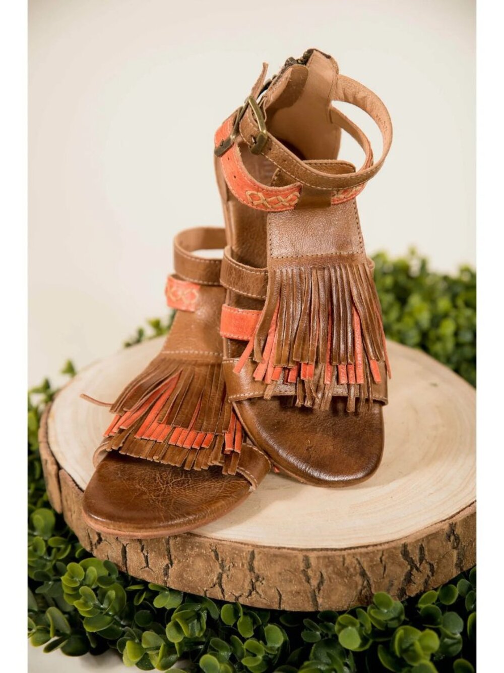 Bed|Stü Alena Fringe Sandals Women's Size 10 Tan Rustic Coral